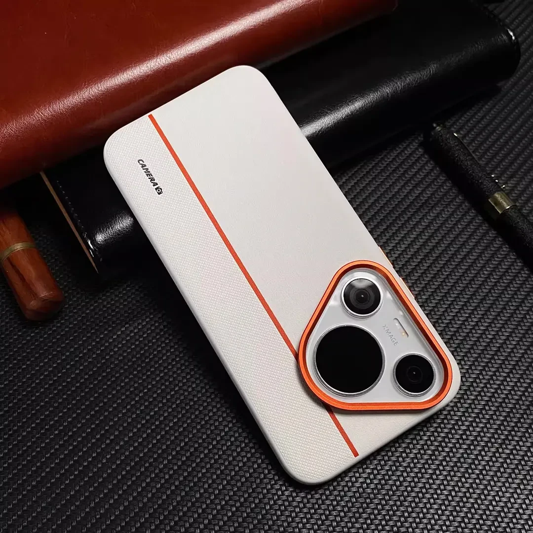 适用于华为Pura80Pro/Mate60拼色皮纹轻奢简约防摔磨砂超薄手机壳