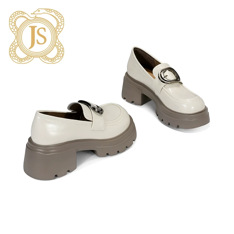 已开价，3051D52535Z时尚百搭真皮春季粗跟厚底英伦风圆头乐福鞋