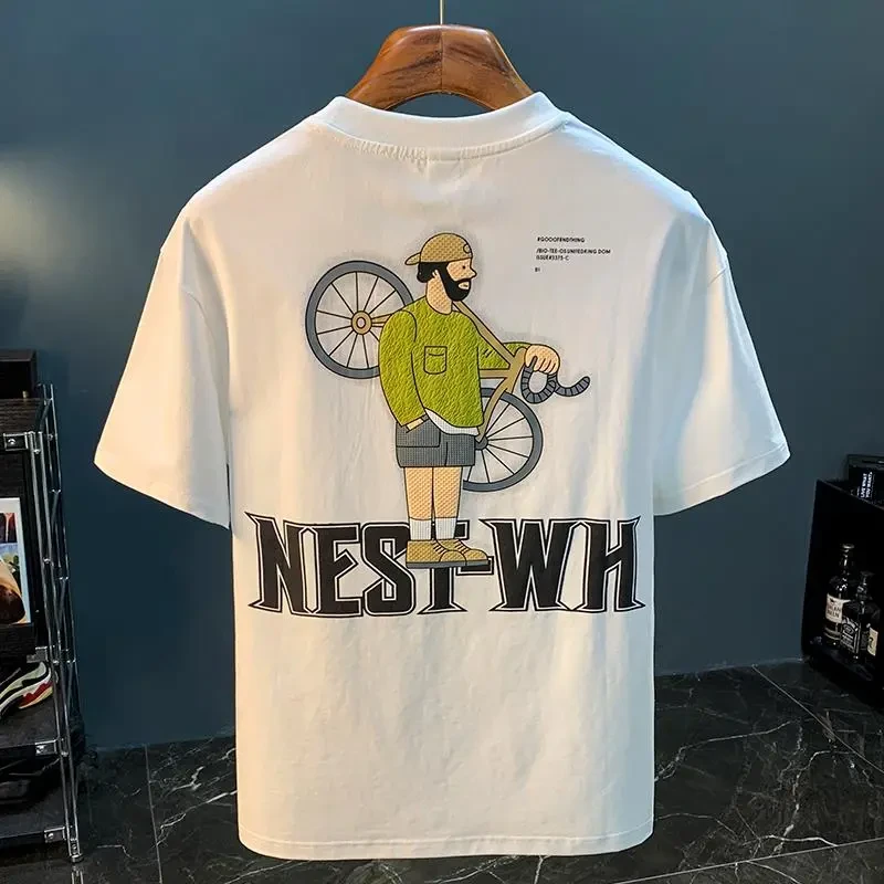 jeep吉普夏季薄款T恤男潮流宽松刺绣印花短袖上衣高级感男士衣服