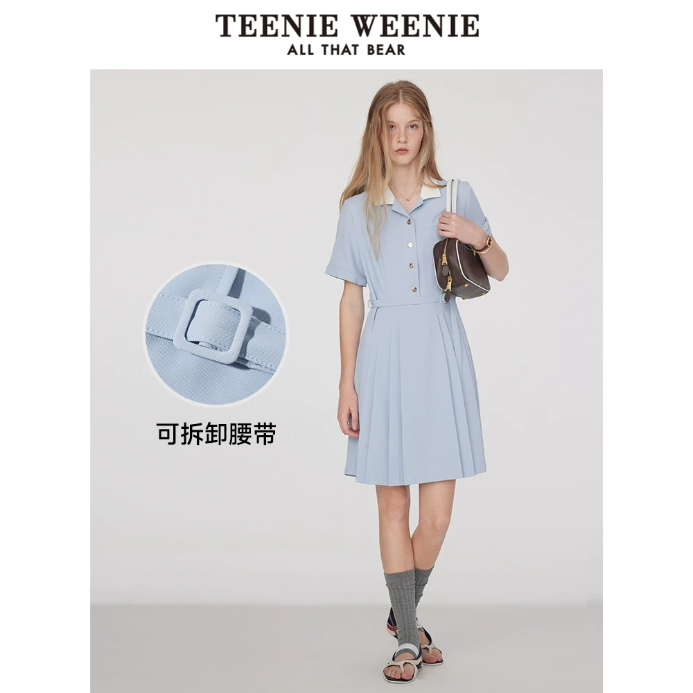 *TeenieWeenie小熊女装25夏季拼接学院风短袖连衣裙女TTOW252506W
