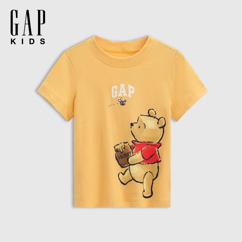 Gap夏季2025年新款维尼熊印花可爱短袖T恤儿童装美式男童769757