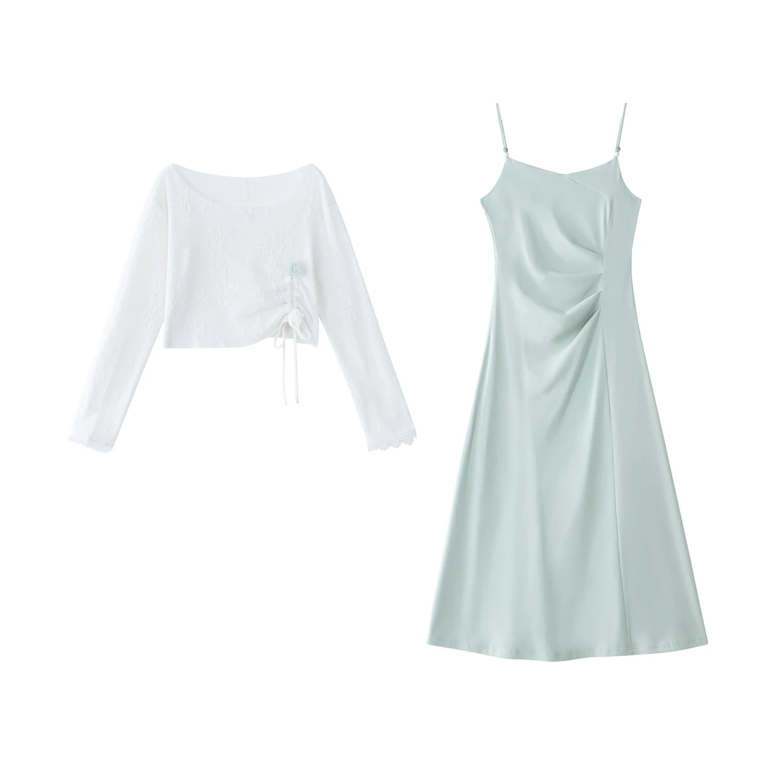 鹿向南「茶香玉龙」吊带裙罩衫两件套女款2025新款春装DYL661675