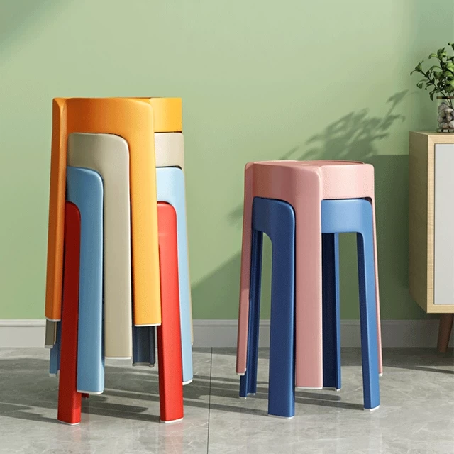 家用凳子加厚塑料可叠放摞叠餐桌板凳旋风车凳高圆胶凳子简约椅子