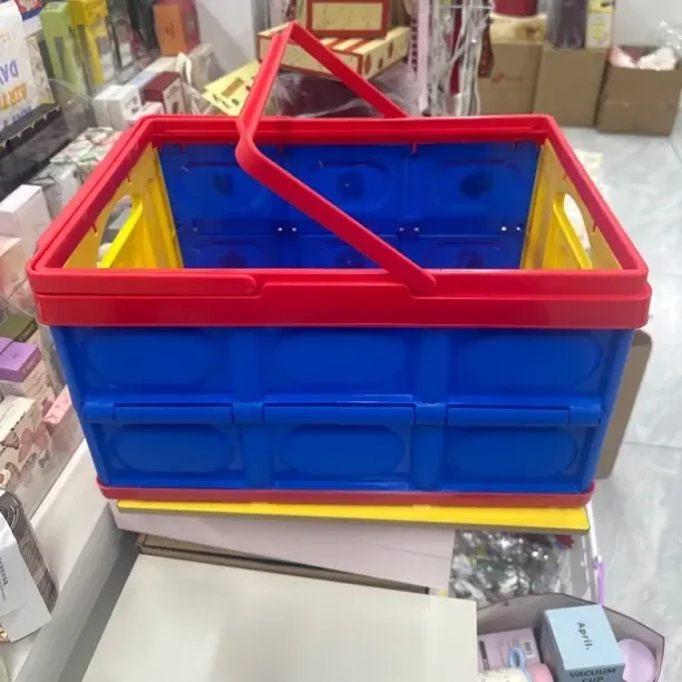 彩色可折叠卡通收纳箱户外露营车载后备箱整理箱