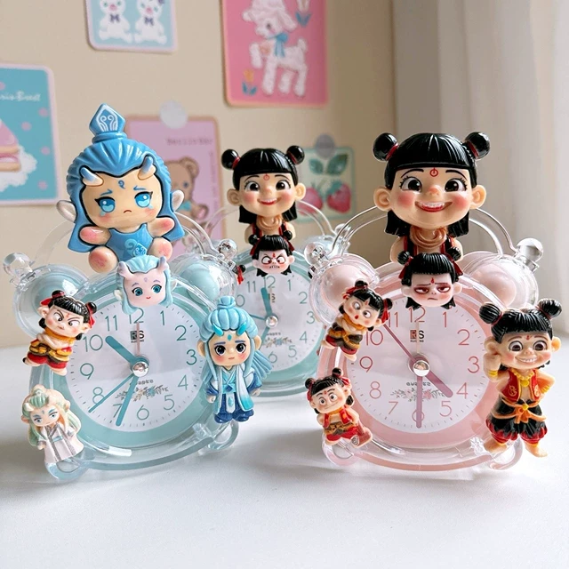 哪吒儿童可爱闹钟起床叫醒神器学生卡通卧室台钟新款桌面摆台时钟