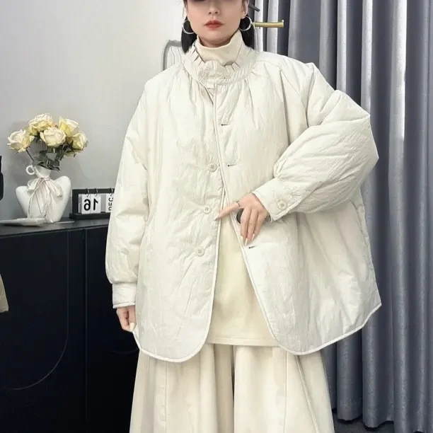 婉倾（花边领棉衬衫）冬季加厚宽松显瘦保暖百搭棉衣外套复古风