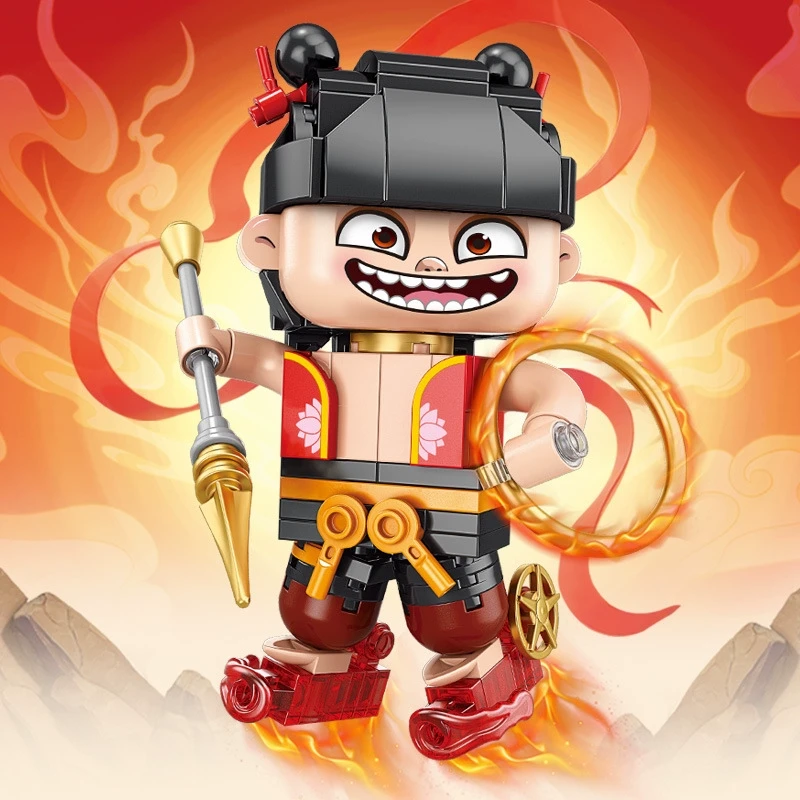 2025新款哪吒之魔童闹海小颗粒积木魔丸降世儿童拼装摆件人仔玩具