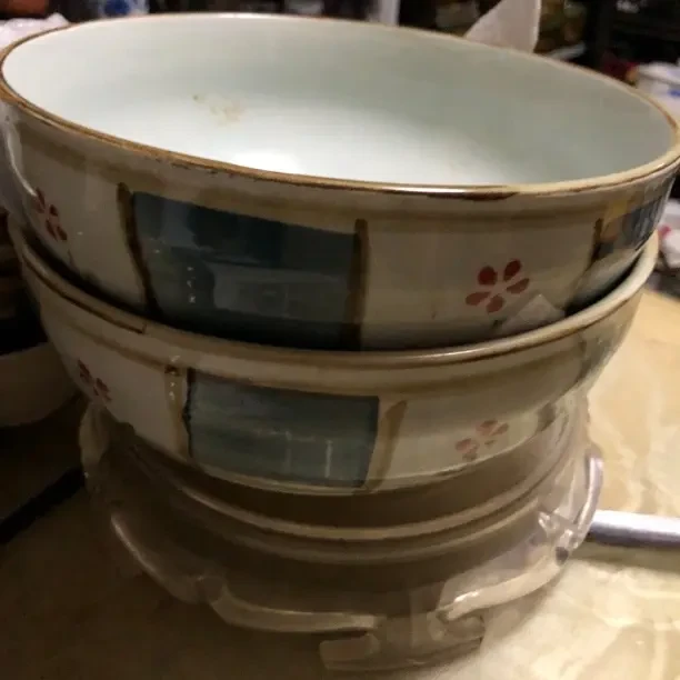 陶瓷手绘汤面碗两只