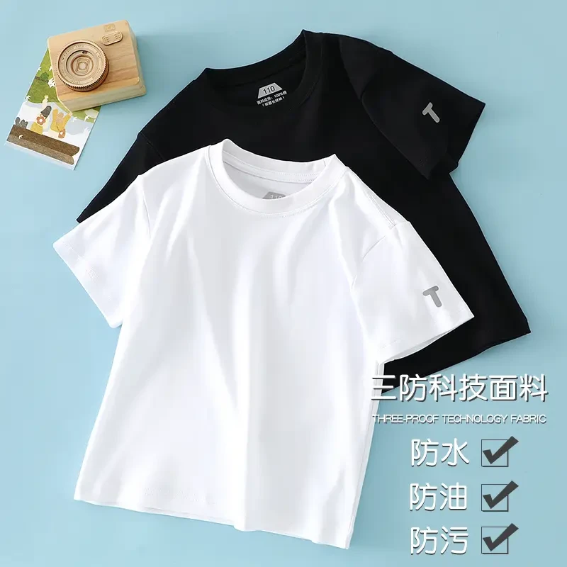 小白t儿童纯棉短袖白色宽松夏季衫宝宝上衣童装男童女童简单t恤