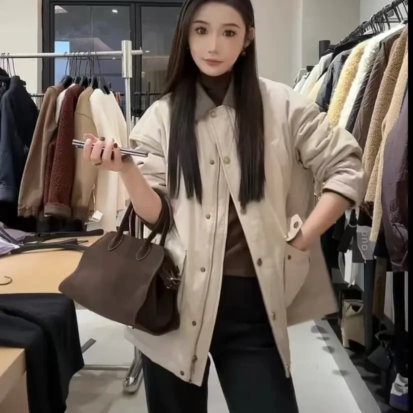 24102宽松百搭撞色棉服工装外套