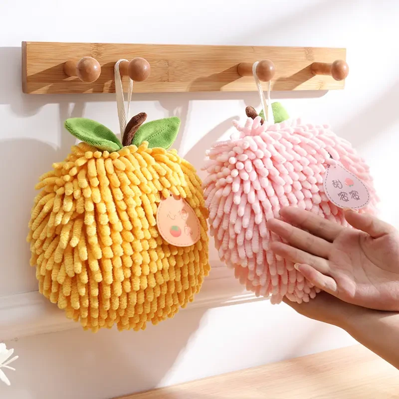 新款水果雪尼尔擦手巾浴室卫生间加厚擦手布家用可挂式毛巾手帕LZ