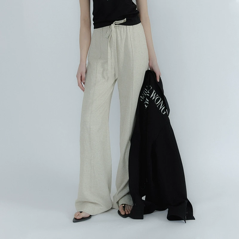 【RODERIC WONG】noundnound亚麻空气纯色宽松休闲长裤2025春季新款