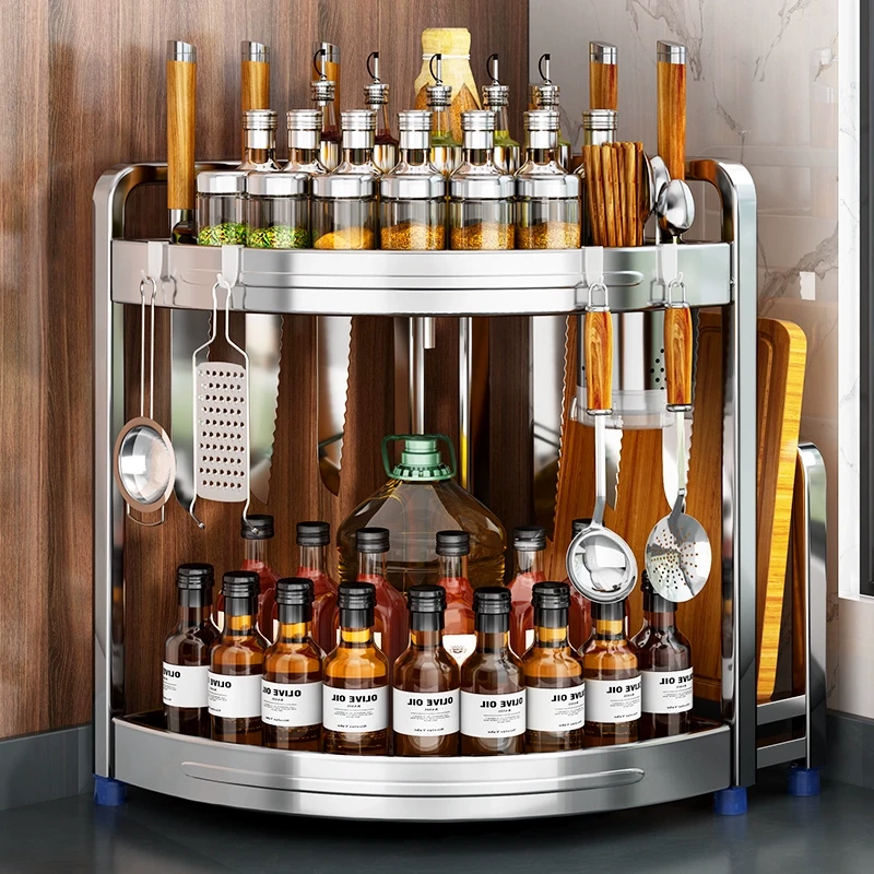 三角调料架厨房不锈钢置物架家用台面墙角挂件转角收纳免打孔架子