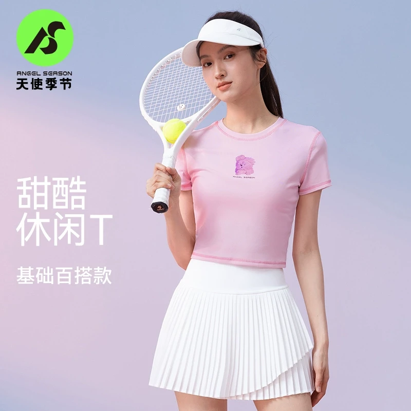 天使季节运动短袖羽毛球服夏季透气运动上衣短袖网球服训练服套装