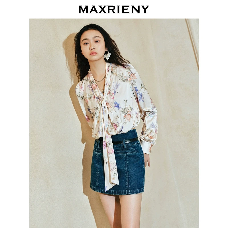 【陈大可专属】MAXRIENY复古浪漫系带云朵上衣衬衫春