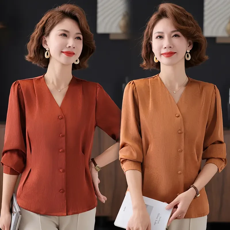 妈妈春装上衣2025新款洋气衬衫时尚中老年女装春秋小衫高贵上衣