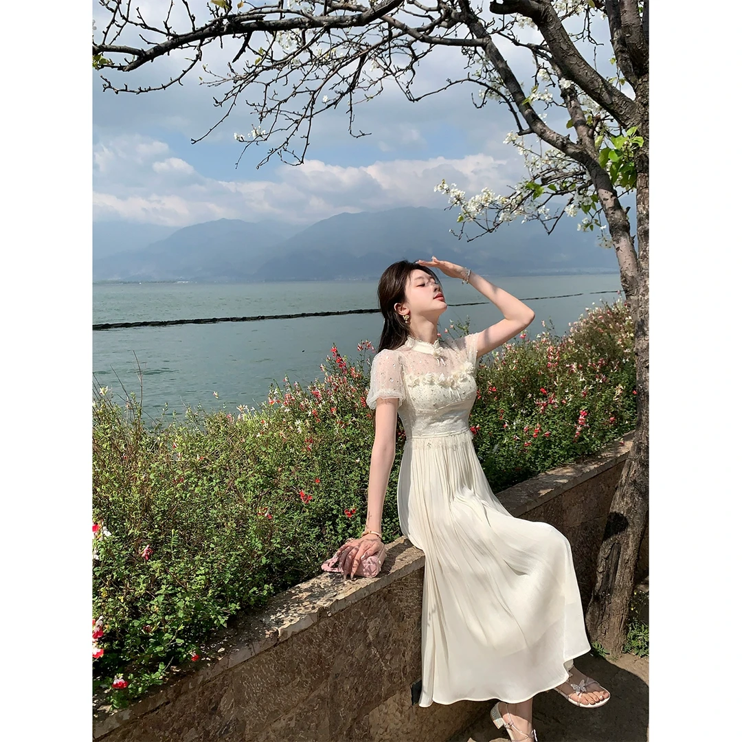 NMIOK QC清仓专场无袖挂脖新中式连衣裙NMC7C056