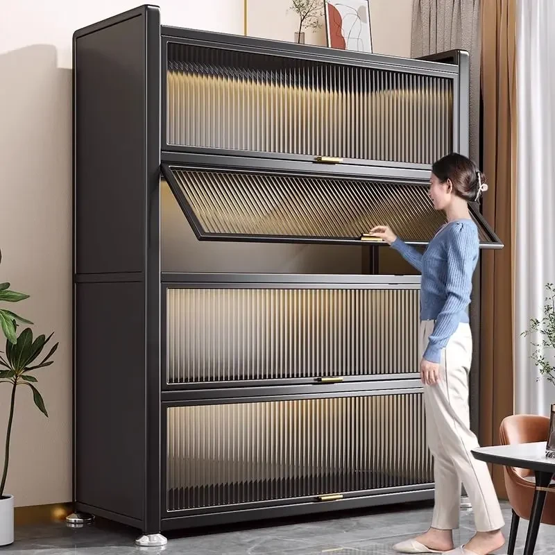 大容量储物柜家用落地多层收纳柜厨房多功能防尘橱柜置物柜子带门