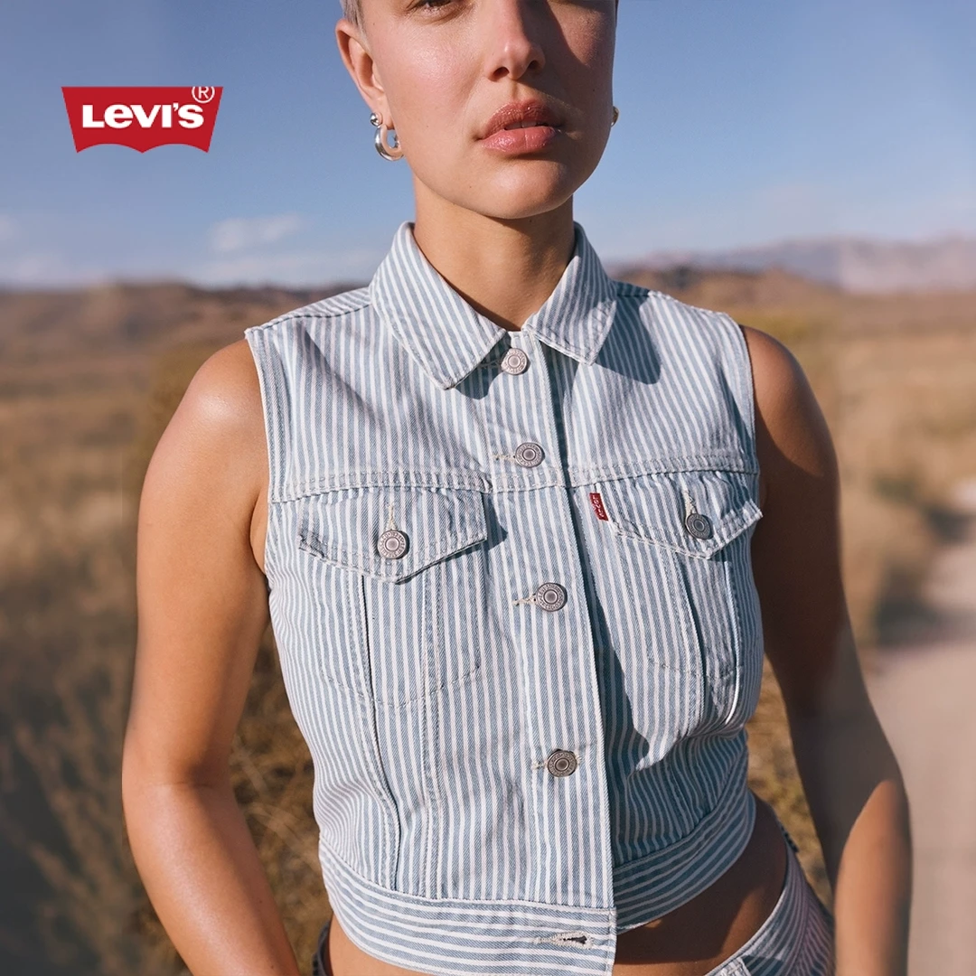 Levi's李维斯25年秋冬女士美式休闲修身短款质感牛仔马甲A7437