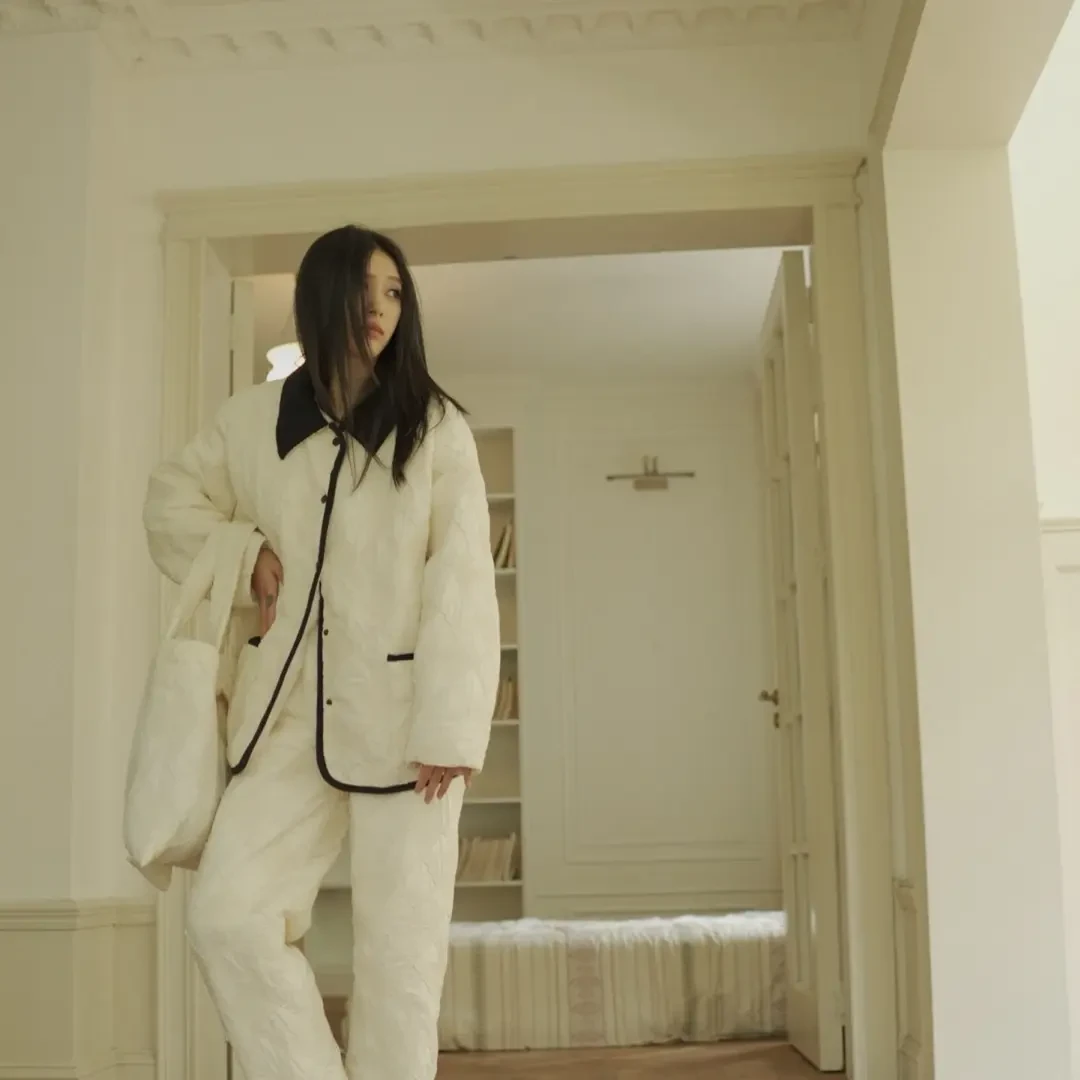 FT女士冬季三层夹棉加厚加绒可外穿睡衣家居服套装