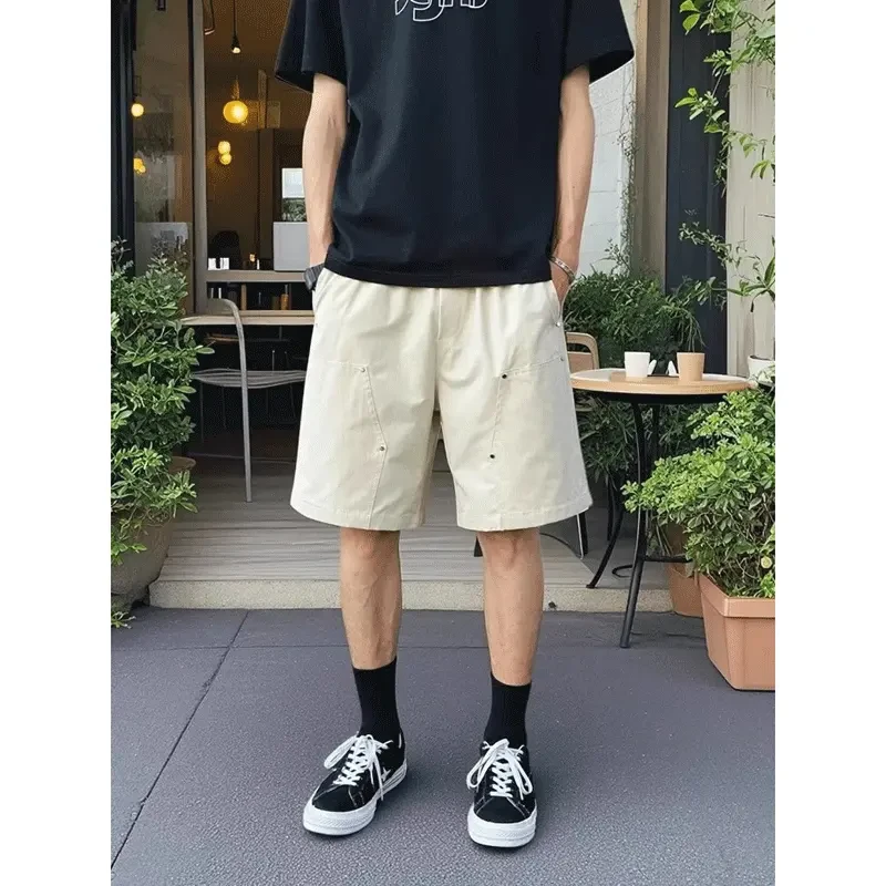 美式铆钉工装短裤男款夏季cleanfit伐木裤子高级感休闲运动五分裤