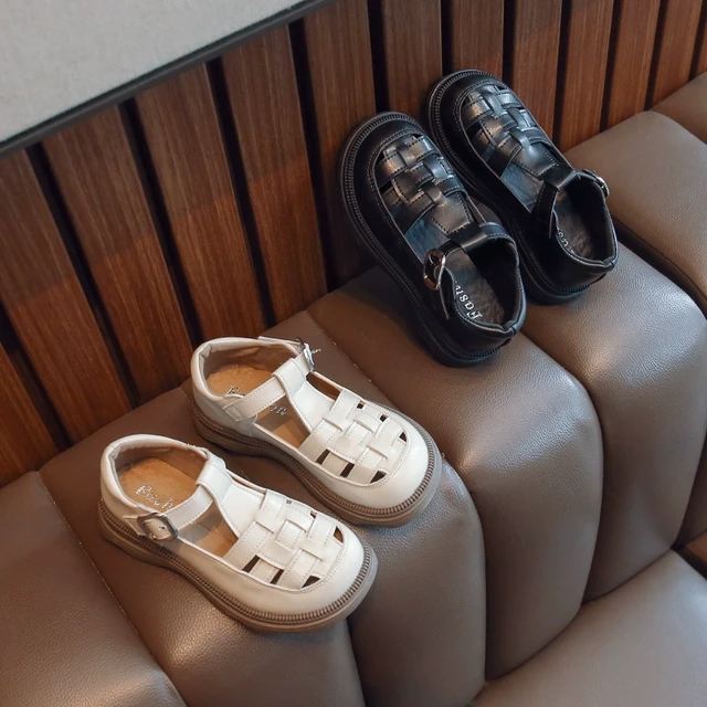 女童鞋皮凉鞋2023新款小女孩软底镂空皮鞋中大童夏款百搭鞋子软底