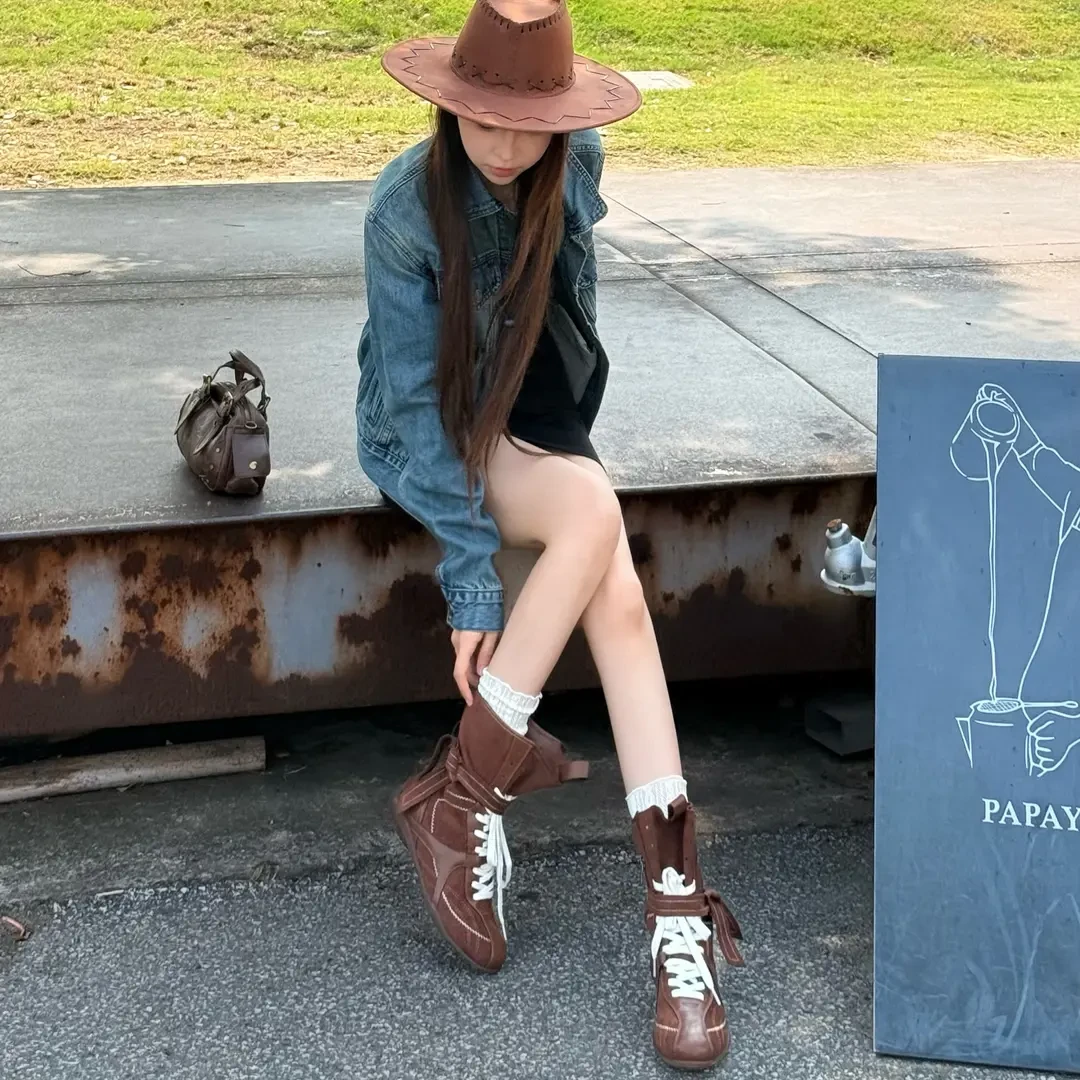 小发喵同款现货「 旅途漫步绑带猎装靴复古摩登致尚诠释自由流浪风