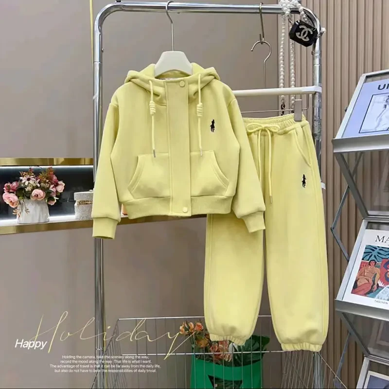 女童2025春季新款时尚洋气休闲连帽套装春款加厚两件套13248
