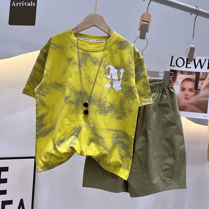 男童短袖套装夏装新款夏季儿童帅气宽松中裤短袖T恤纯棉两件套潮