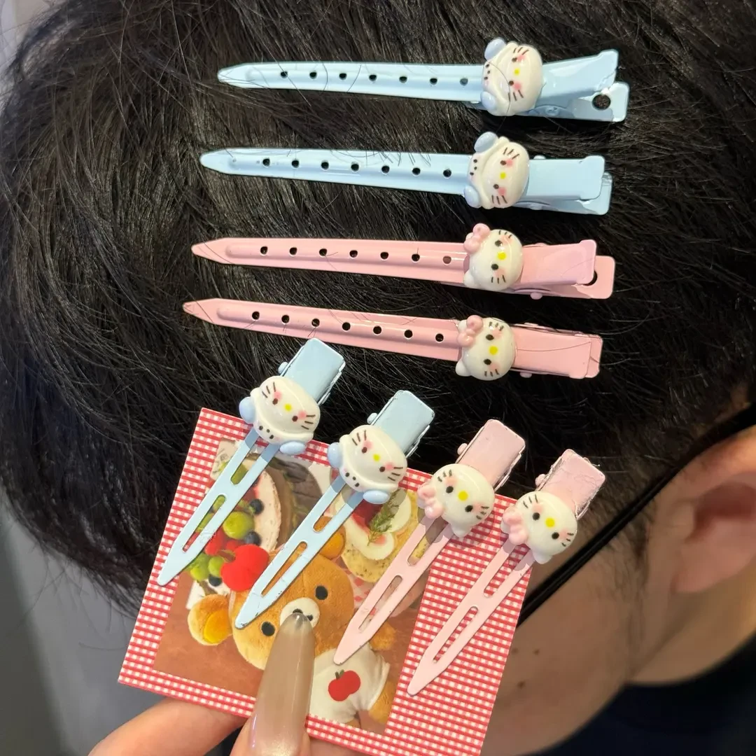 【重生】甜美可爱kt猫蓝粉色侧边夹定位夹发根蓬松鸭嘴夹少女饰品