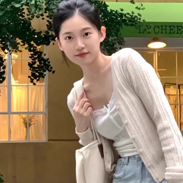 镂空冰丝针织BM开衫外套女夏季薄款吊带裙披肩外搭空调防晒衣罩衫