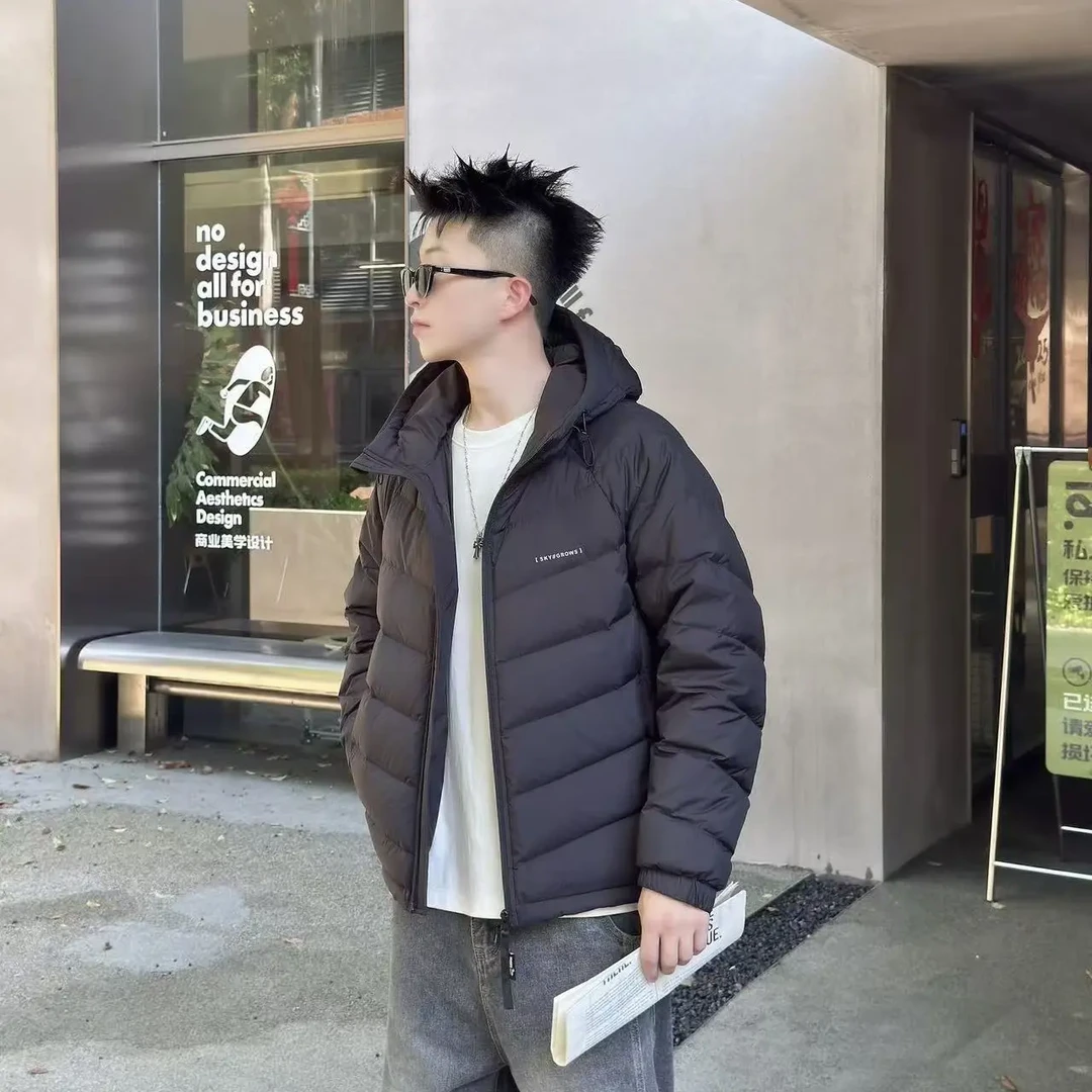 连帽排骨男冬季防风保暖羽绒服简约休闲潮流短款羽绒外套轻薄