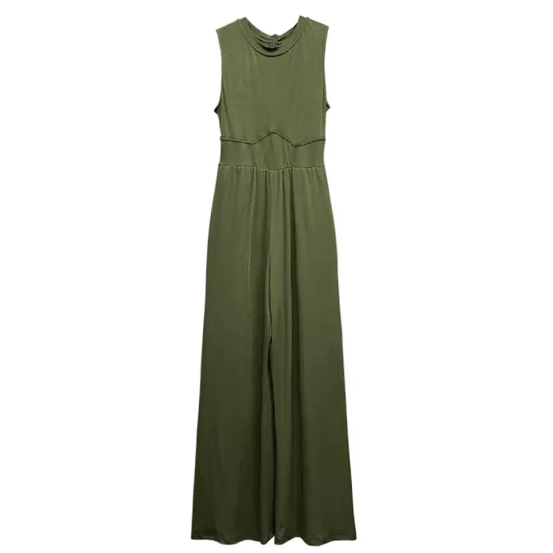 女装新款胖妹妹时尚气质175高个子垂感修身百搭针织阔腿连体裤