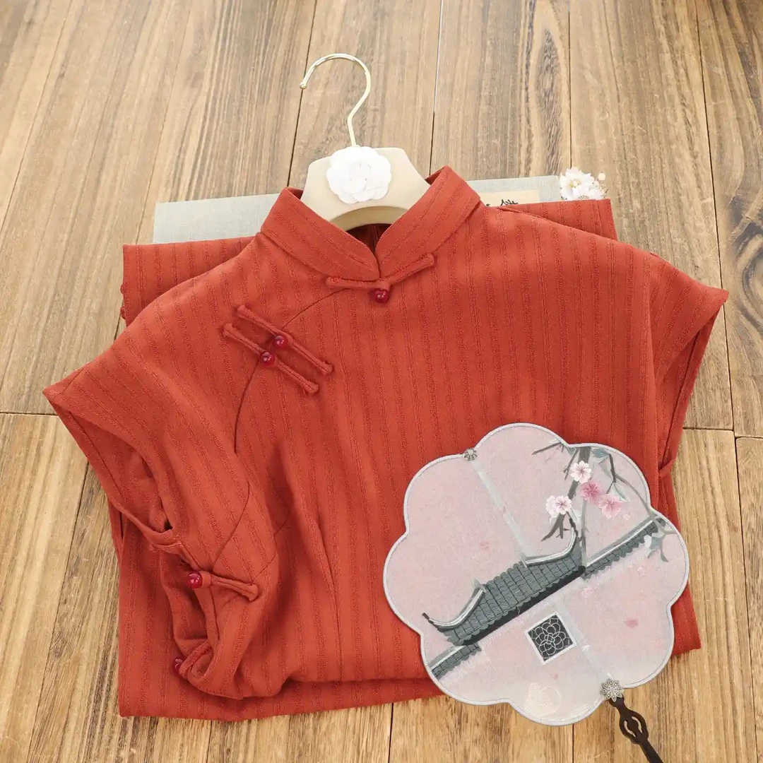 俏娘鱼红色复古新中式改良短袖旗袍女2025夏季新款日常可穿年轻款