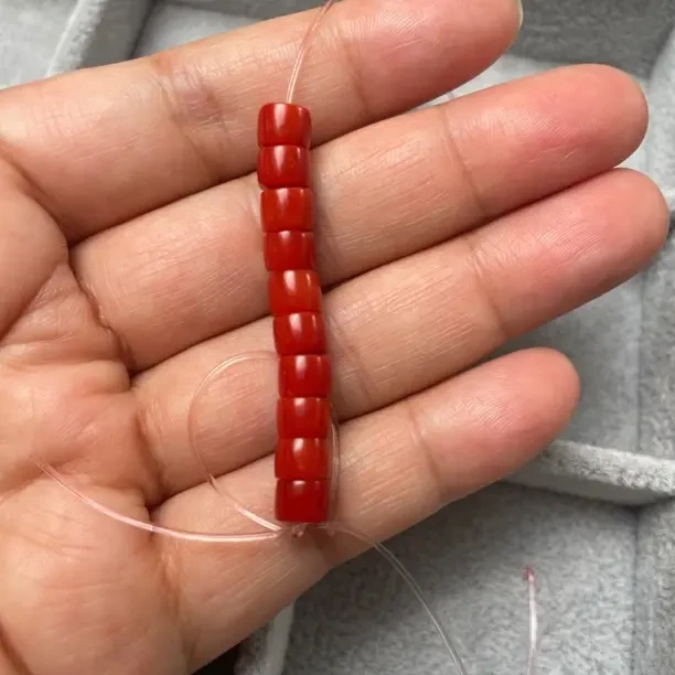 珊瑚隔片直切隔珠垫片柿子红文玩配饰单珠