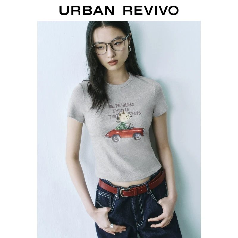 UR2025夏季新款女装趣味休闲印花修身短袖T恤UYU450107