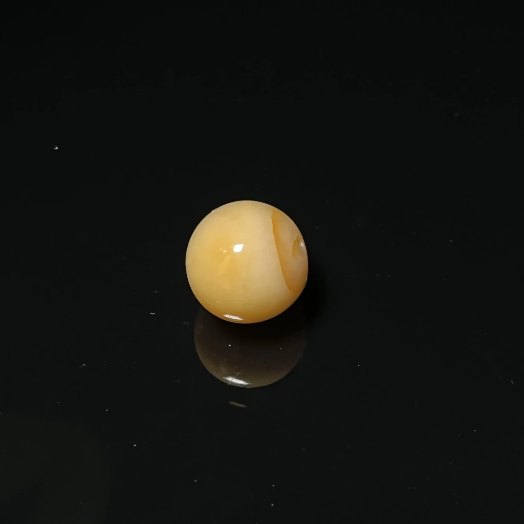 寿山田黄石银裹金圆珠