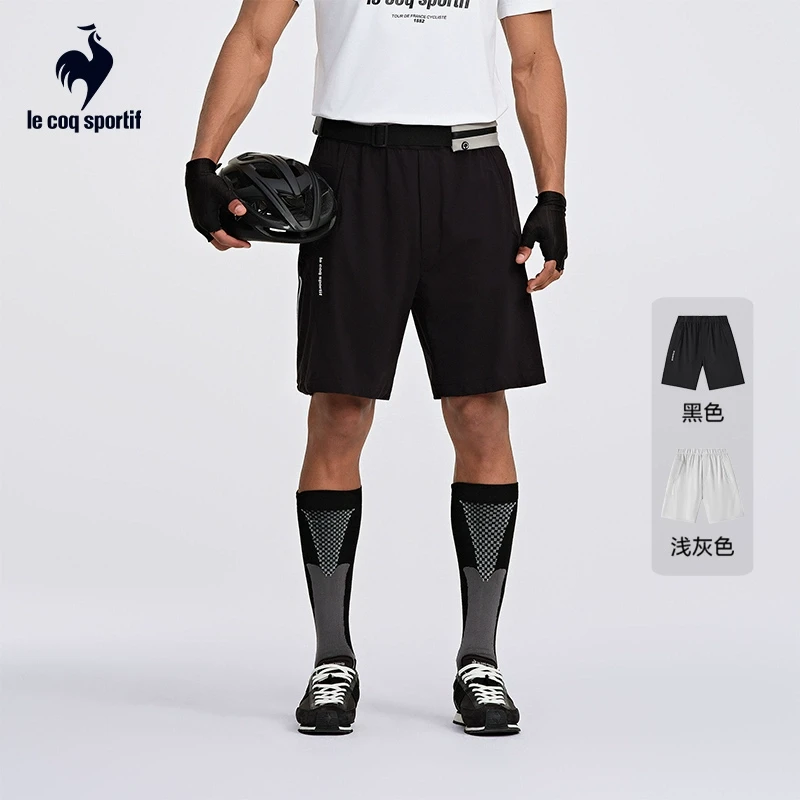 乐卡克法国公鸡夏男子运动针织百搭短裤骑行五分裤L242MCND0206