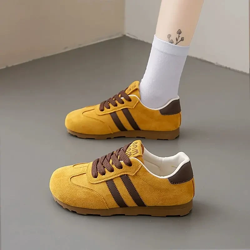 复古德训鞋女2025年新款春季百搭休闲运动鞋平底防滑系带时尚D80