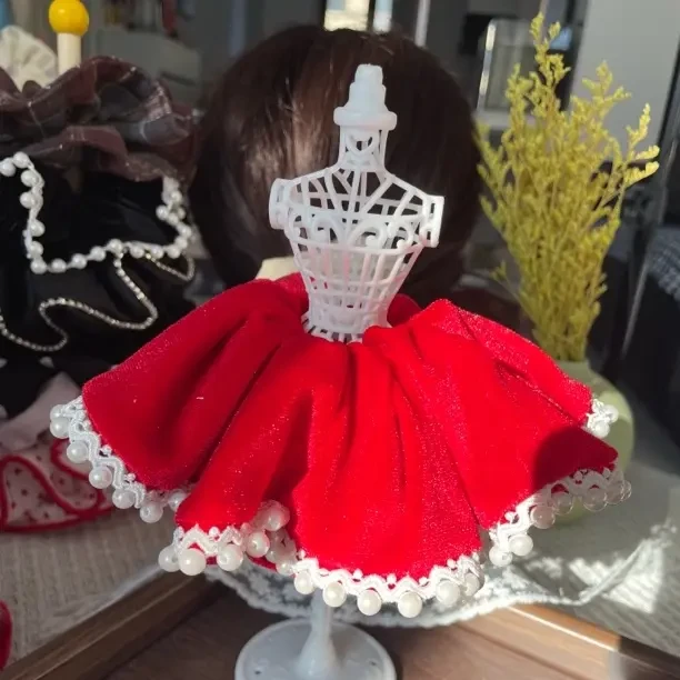 红色丝绒珍珠发圈