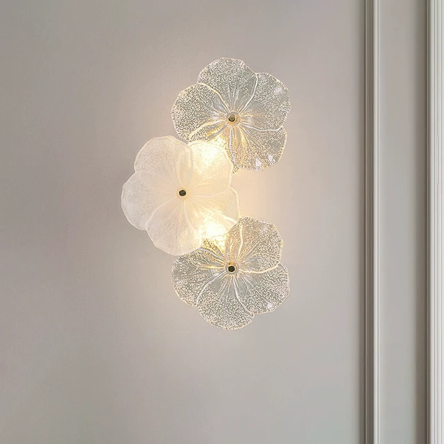 法式轻奢床头卧室壁灯现代简约花朵客厅背景墙壁挂灯玄关走廊灯具