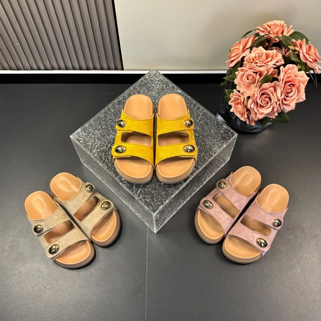 2025年夏季时尚韩版简约休闲风外穿厚底双杠魔术贴网红勃肯凉拖鞋