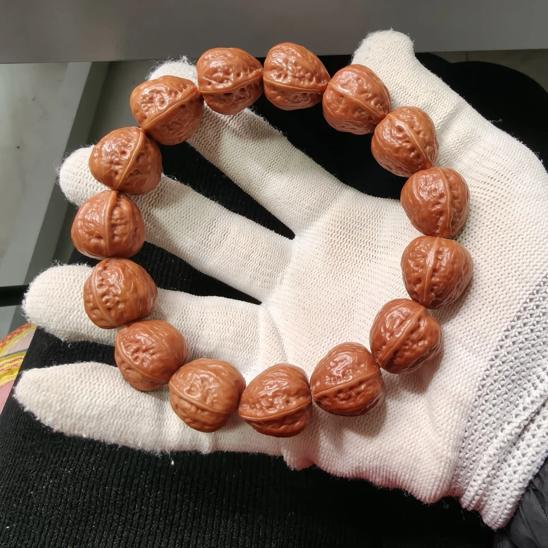 18mm新款压手橘皮正三角光头桃心核桃手串