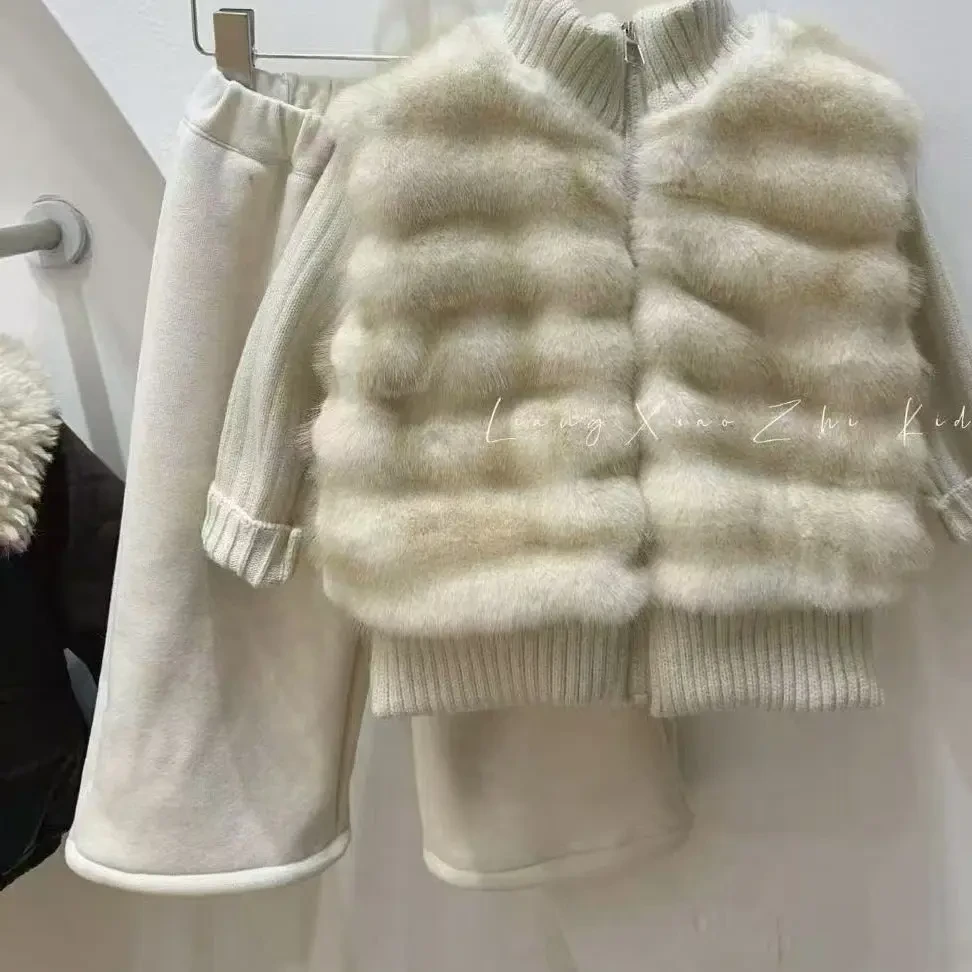 女童秋冬韩版洋气夹棉加绒套装