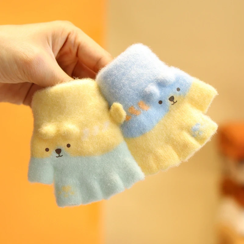 0-2岁婴儿手套冬季保暖宝宝半指可爱卡通分指男儿童小女孩漏指套