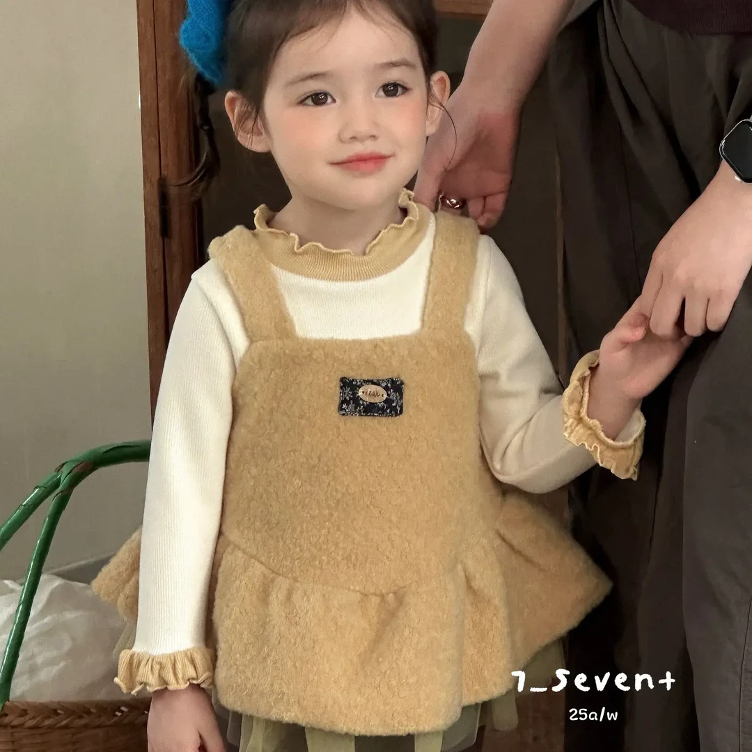 7seven女童秋冬韩版夹棉皮草马甲针织