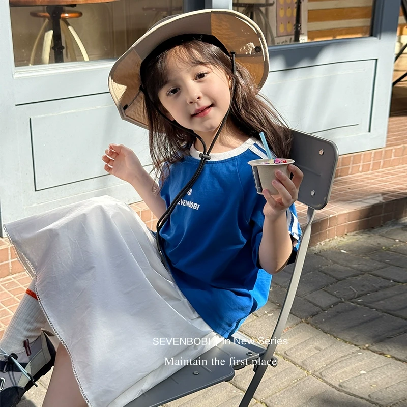 SKD2512女大童韩版圆领短袖T恤夏装新款儿童宽松休闲原创上衣潮