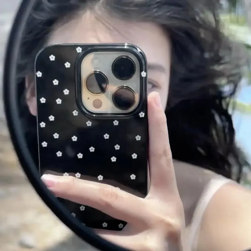 适用适用苹果16promax满屏白色小碎花果冻iPhone15手机壳14/13/12