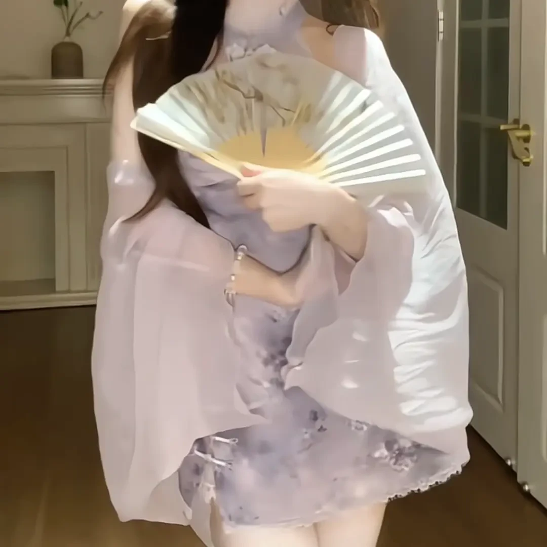 迷幻紫啧夏季新款纯欲国风新中式温婉大方出游小众设计连衣裙