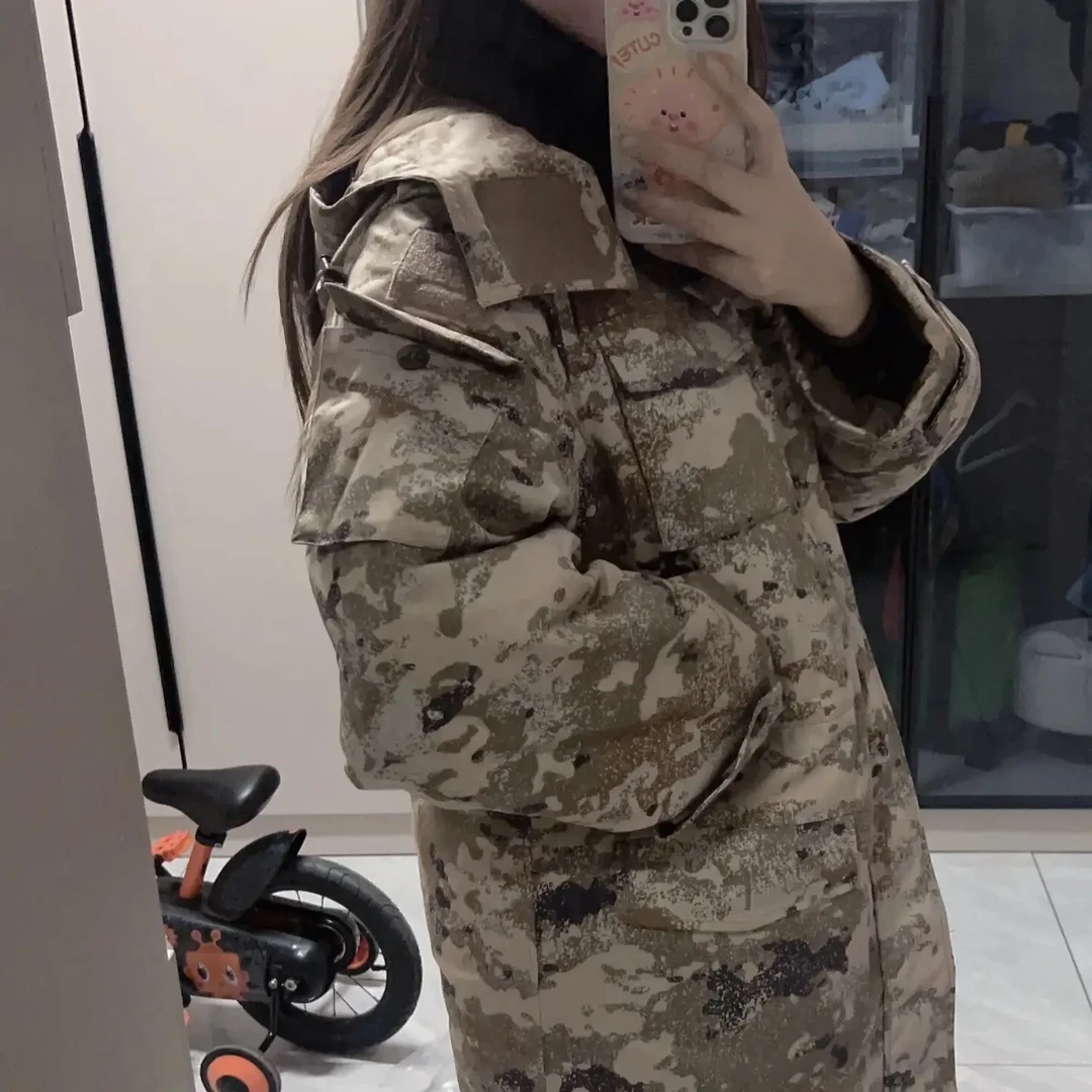 迷彩大衣冬季中长款加厚可拆卸户外防刮耐磨保暖外套潮流
